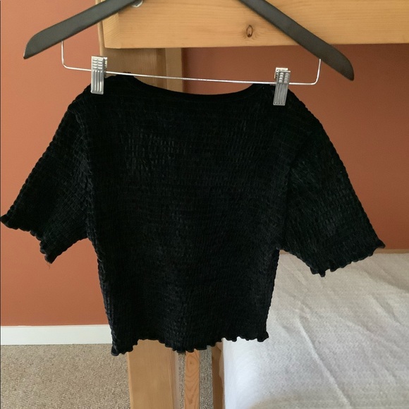 ASOS velvet shirred top with lettuce hem - Picture 6 of 7